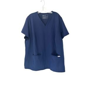 Figs Blue Plus Basic Women's Medical‎ Casma Three Pocket Scrub Top Size 4XL